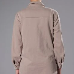 CASUAL CASEY BUTTON DOWN SWEATSHIRT -helmut shop casual casey button down sweatshirt taupe 7 7