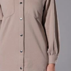 CASUAL CASEY BUTTON DOWN SWEATSHIRT -helmut shop casual casey button down sweatshirt taupe 8 8