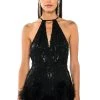 CAT'S MEOW SEQUIN FRINGE FEATHER TRIM ROMPER -helmut shop cats meow sequin fringe feather trim romper black 1 1 c1 c1