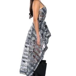 CECCOLI HIGH LOW CORSET STRAPLESS TOP -helmut shop ceccoli high low corset strapless top black multi 3 3