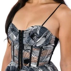 CECCOLI HIGH LOW CORSET STRAPLESS TOP -helmut shop ceccoli high low corset strapless top black multi 5 5