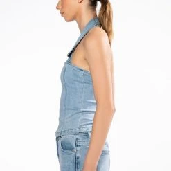 C'EST LA VIE DENIM TOP -helmut shop cest la vie denim top light blue denim 5 5 c1 c1 c1 c1