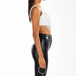 CHA CHA SLIDE BEADED CROP TOP -helmut shop cha cha slide beaded crop top white 4 4