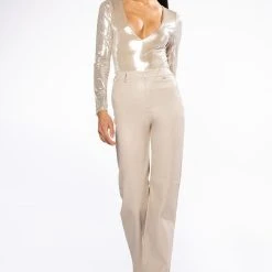 CHAMPAGNE SHOWERS METALLIC BODYSUIT -helmut shop champagne showers metallic bodysuit champagne 2 2
