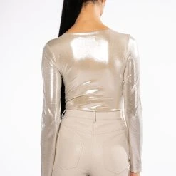 CHAMPAGNE SHOWERS METALLIC BODYSUIT -helmut shop champagne showers metallic bodysuit champagne 5 5