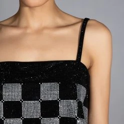 CHECK MATE RHINESTONE BRALETTE -helmut shop check mate rhinestone bralette black white 9 9