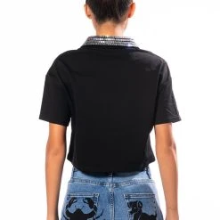 CHECK MATE RHINESTONE COLLAR POLO TSHIRT -helmut shop check mate rhinestone collar polo tshirt black 5 5 c1