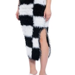 CHECKMATE SIR FUZZY MIDI SKIRT -helmut shop checkmate sir fuzzy midi skirt black white 2 2