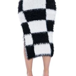 CHECKMATE SIR FUZZY MIDI SKIRT -helmut shop checkmate sir fuzzy midi skirt black white 9 9