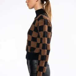 CHECKMATE TURTLENECK SWEATER -helmut shop checkmate turtleneck sweater black multi 5 5 c1 c1