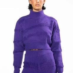 CHEYENNE CROPPED MOCK NECK SWEATER -helmut shop cheyenne cropped mock neck sweater purple 3 3