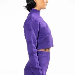 CHEYENNE CROPPED MOCK NECK SWEATER -helmut shop cheyenne cropped mock neck sweater purple 4 4
