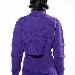 CHEYENNE CROPPED MOCK NECK SWEATER -helmut shop cheyenne cropped mock neck sweater purple 5 5