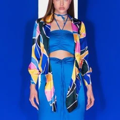 CHIQUITA SATIN TIE FRONT BLOUSE 13 CHIQUITA SATIN TIE FRONT BLOUSE -helmut shop chiquita satin tie front blouse multi 2 2