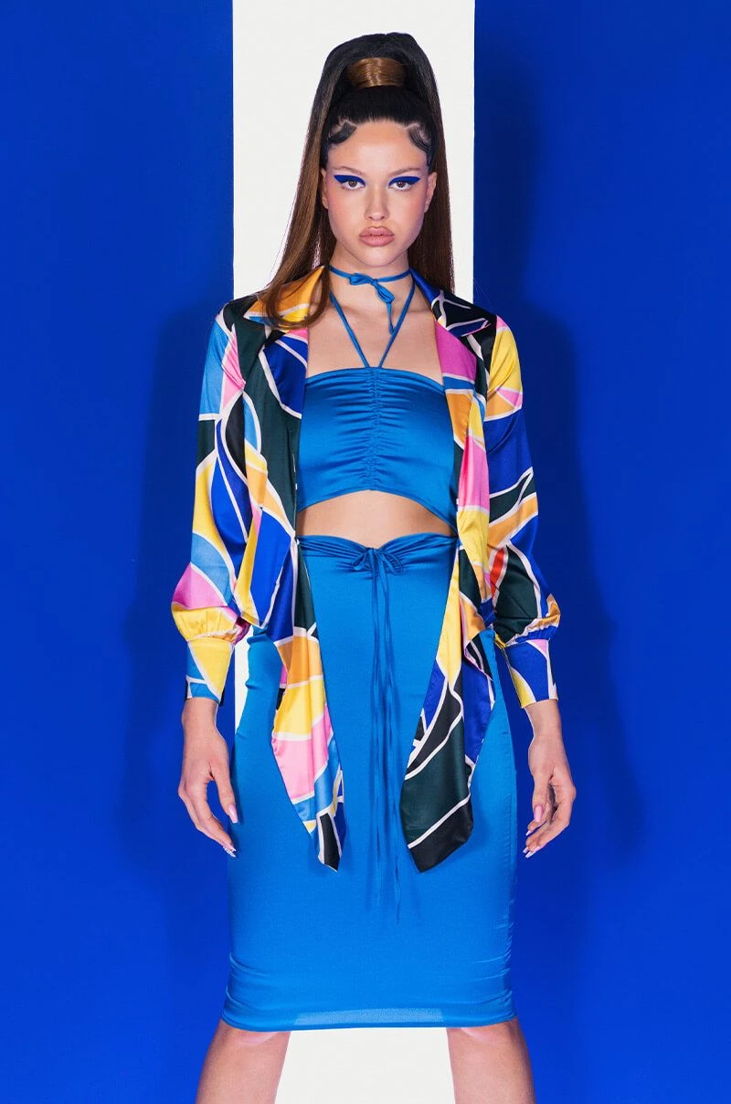 CHIQUITA SATIN TIE FRONT BLOUSE 4 CHIQUITA SATIN TIE FRONT BLOUSE - Image 2