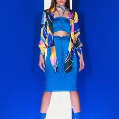 CHIQUITA SATIN TIE FRONT BLOUSE 14 CHIQUITA SATIN TIE FRONT BLOUSE -helmut shop chiquita satin tie front blouse multi 3 3