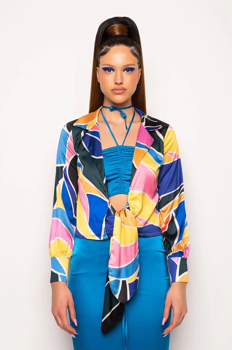 CHIQUITA SATIN TIE FRONT BLOUSE 7 CHIQUITA SATIN TIE FRONT BLOUSE - Image 5