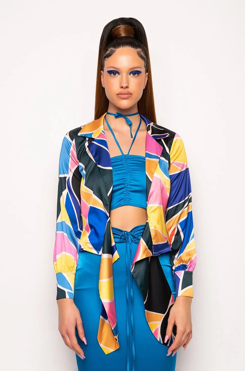 CHIQUITA SATIN TIE FRONT BLOUSE 8 CHIQUITA SATIN TIE FRONT BLOUSE - Image 6