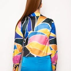 CHIQUITA SATIN TIE FRONT BLOUSE 19 CHIQUITA SATIN TIE FRONT BLOUSE -helmut shop chiquita satin tie front blouse multi 8 8