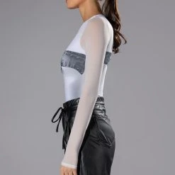 CHRISTINA PRINTED BODYSUIT -helmut shop christina printed bodysuit white multi 5 5