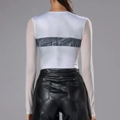 CHRISTINA PRINTED BODYSUIT -helmut shop christina printed bodysuit white multi 6 6