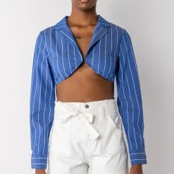 CIRCLE BACK COLLARED BODYSUIT -helmut shop circle back collared bodysuit blue multi 3 3