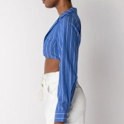 CIRCLE BACK COLLARED BODYSUIT -helmut shop circle back collared bodysuit blue multi 4 4