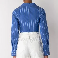 CIRCLE BACK COLLARED BODYSUIT -helmut shop circle back collared bodysuit blue multi 5 5