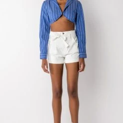 CIRCLE BACK COLLARED BODYSUIT -helmut shop circle back collared bodysuit blue multi 7 7