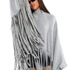 CITY GIRL FRINGE SWEATSHIRT -helmut shop city girl fringe sweatshirt heather grey 3 3 c1 c1 c1 c1