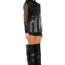 CITY LIGHTS LONG SLEEVE RHINESTONE BUTTON DOWN -helmut shop city lights long sleeve rhinestone button down black 3 3