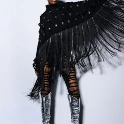 CITY LIVIN FRINGE SWEATSHIRT -helmut shop city livin fringe sweatshirt black 6 6 c1