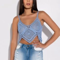 CLEAR SKIES CROCHET CROP TOP -helmut shop clear skies crochet crop top light blue 2 2