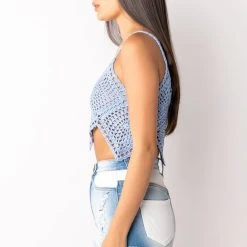 CLEAR SKIES CROCHET CROP TOP -helmut shop clear skies crochet crop top light blue 5 5