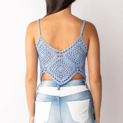 CLEAR SKIES CROCHET CROP TOP -helmut shop clear skies crochet crop top light blue 6 6