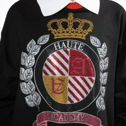 COLLEGIATE HAUTE ACADEMY COLLARED SWEATSHIRT -helmut shop collegiate haute academy collared sweatshirt black 6 6