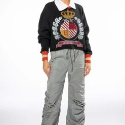 COLLEGIATE HAUTE ACADEMY COLLARED SWEATSHIRT -helmut shop collegiate haute academy collared sweatshirt black 7 7