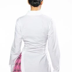 COLLEGIATE PRIVATE SCHOOL LAYERED POPLIN BUTTON DOWN MINI DRESS -helmut shop collegiate private school layered poplin button down mini dress white 6 6