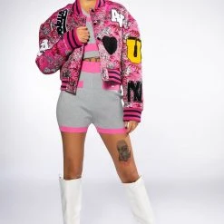 COLLEGIATE SO STUDIOUS KNIT BOOTY SHORT -helmut shop collegiate so studious knit booty short grey multi 5 5