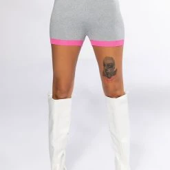 COLLEGIATE SO STUDIOUS KNIT BOOTY SHORT -helmut shop collegiate so studious knit booty short grey multi 6 6