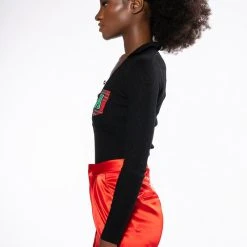 COLLEGIATE STUDY HALL LONG SLEEVE BUTTON DOWN BODYSUIT -helmut shop collegiate study hall long sleeve button down bodysuit black 6 6 c1 c1 c1 c1