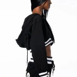 COLLEGIATE TOKYO NIGHTS CROPPED HOODED SWEATSHIRT -helmut shop collegiate tokyo nights cropped hooded sweatshirt black 7 7