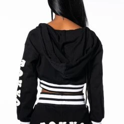 COLLEGIATE TOKYO NIGHTS CROPPED HOODED SWEATSHIRT -helmut shop collegiate tokyo nights cropped hooded sweatshirt black 8 8