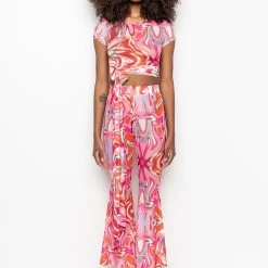 COLORFUL IMAGINATION CROPPED MESH T SHIRT -helmut shop colorful imagination cropped mesh t shirt red multi 11 11