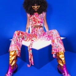 COLORFUL IMAGINATION CROPPED MESH T SHIRT -helmut shop colorful imagination cropped mesh t shirt red multi 4 4