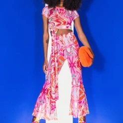 COLORFUL IMAGINATION CROPPED MESH T SHIRT -helmut shop colorful imagination cropped mesh t shirt red multi 6 6