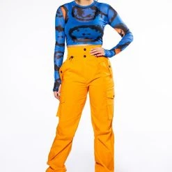 COLORS OF THE WIND LONG SLEEVE CREW NECK MESH CROP -helmut shop colors of the wind long sleeve crew neck mesh crop blue multi 2 2