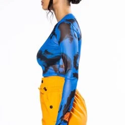 COLORS OF THE WIND LONG SLEEVE CREW NECK MESH CROP -helmut shop colors of the wind long sleeve crew neck mesh crop blue multi 4 4