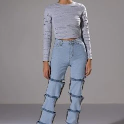 COME AROUND DISTRESSED LONG SLEEVE T SHIRT 9 COME AROUND DISTRESSED LONG SLEEVE T SHIRT -helmut shop come around distressed long sleeve t shirt gray 2 2