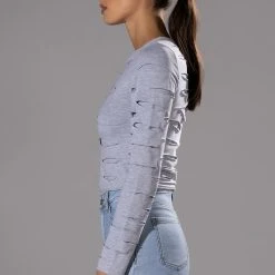 COME AROUND DISTRESSED LONG SLEEVE T SHIRT 11 COME AROUND DISTRESSED LONG SLEEVE T SHIRT -helmut shop come around distressed long sleeve t shirt gray 4 4